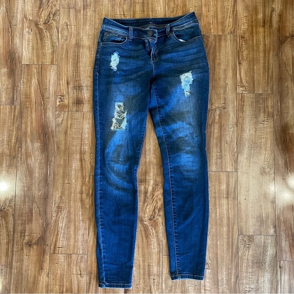 INC Women's Distressed Blue Skinny Mid Rise Jeans Size 4 - Picture 1 of 11